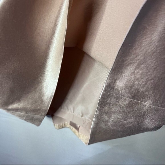 Albert Nipon Blush Sateen Long Collarless Dress Suit Set Size 10 Soft Girl - Picture 12 of 13